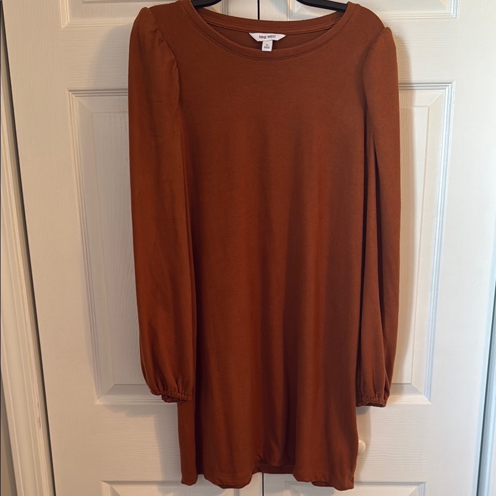 Nine West Rust Long Sleeve Dress